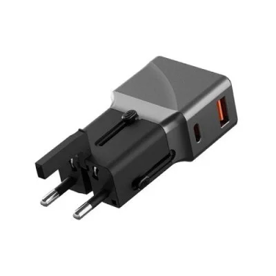 Energea Travelworld Adapter 25, 1A1C 25W - Gunmetal Black